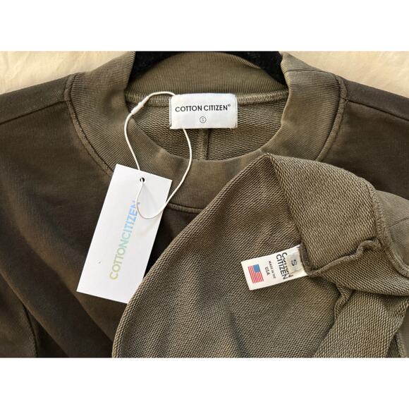 Cotton Citizen's signature Milan Crew Sweatshirt Olive Green Wash Sz Small NWT - Picture 3 of 8